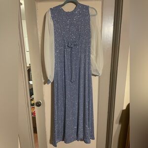 VTG Ronni Nicole by Ouida Long Sparkle Blue Silver Formal Dress size 16